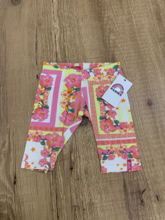 Calça legging rosa com amarelo - flores - comprar online