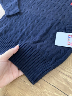 Sueter de tricot azul marinho com vermelho (Polo Ralph Lauren) - Babies Move Brecho
