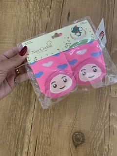 Meia antiderrapante rosa neon - aplicação de bichinho 0 meses (Nice Cotton) na internet