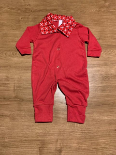 Conjunto macacão longo vermelho + blusinha