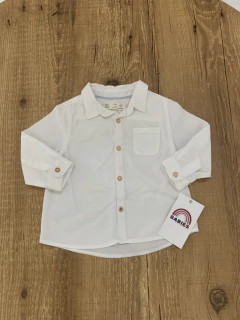 Camisa branca canelada com bolso frontal (Zara Baby) - comprar online