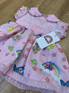 Vestido rosa com rendinha - galinha pintadinha - comprar online