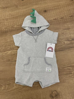 Macacão curto moletom cinza - com capuz de dino (Carter's) - comprar online
