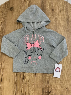 Blusa moletom com capuz cinza menininha (babyGap)
