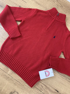 Suéter gola alta listrada de tricot vermelho (Polo Ralph Lauren) - comprar online
