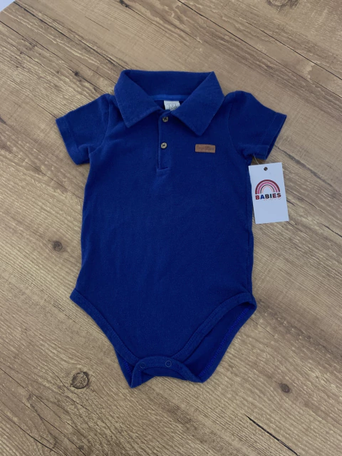 Body gola pólo azul com botões marrons (Pingo Lelê) - comprar online