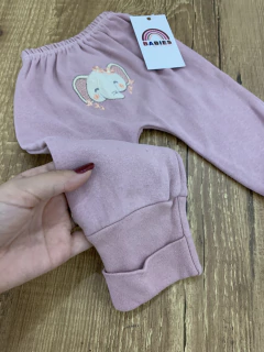 Calça lilás com elefante bordado (Pequeninos) - Babies Move Brecho