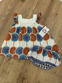 Vestido rodado pirulitos azul\laranja + tapa fralda (Precoce) - comprar online