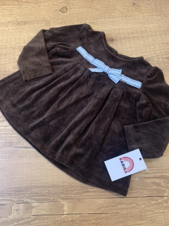 Blusa manga longa de fleece marrom com laço azul (Gymboree) - comprar online