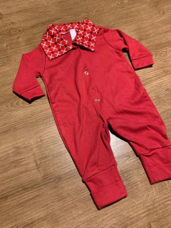 Conjunto macacão longo vermelho + blusinha - comprar online