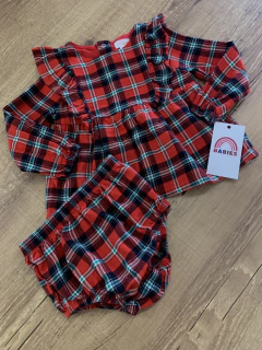 Conjunto xadrez vermelho e verde blusa manga longa + tapa fralda (Cat & Jack) - comprar online