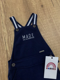Jardineira longa moletom azul marinho "Made for the mountains" (Milon) - Babies Move Brecho