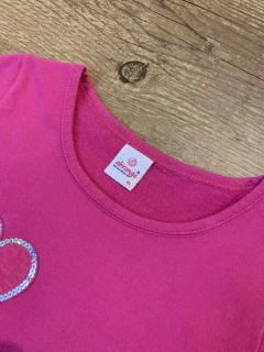 Vestido moletom rosa com corações lantejoula (Abrange) - comprar online