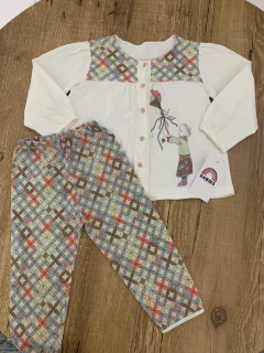Conjunto pijama camisa manga longa estampada pipa + calça mesma estampa (Sonhart) - comprar online
