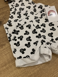 Imagem do Jardineira jeans curta branco com preto - Mickey (CeA)