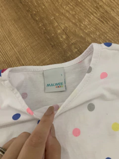 Camiseta branca poazinho colorido + short rosa (Malwee) - loja online