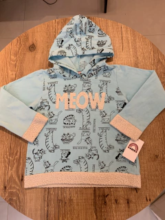 Blusa moletom verde agua ´Meow´(Wilbertex)
