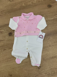 Vestido rosa poazinho - babadinho na gola e laço com strass (Lelé Kids) - comprar online