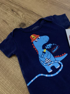 Macacão curto azul marinho - dino bombeiro "Water" (Dapeen) - comprar online