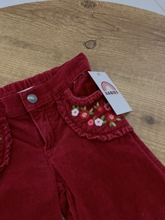 Imagem do Calça aveludado canelado com flores bordadas no bolso (Gymboree)