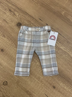 Calça flanelada xadrez branco com cinza e marrom (Mayoral) - comprar online
