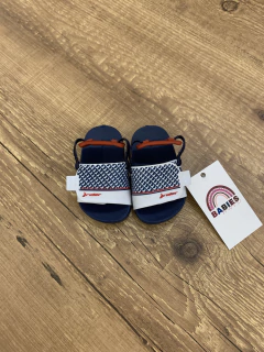 Chinelo de velcro com 'textura' azul e vermelho (Rider) - Babies Move Brecho