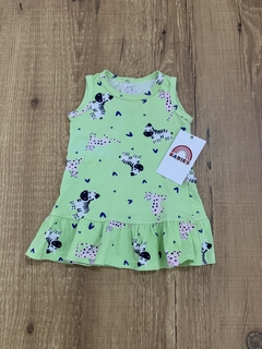 Vestido verde com coraçãoes azuis - zebrinhas - comprar online
