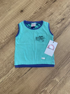 Blusa regata verde com azul com bolso frontal (Elian) - comprar online