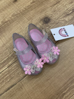 Sapatinho emborrachado com glitter - flores aplicadas (World Colors) - comprar online