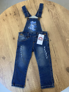 Jardineira jeans longa azul - Dino (Bob)