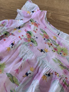 Vestido rosa com babados na lateral - cisnei (Marisol) - Babies Move Brecho