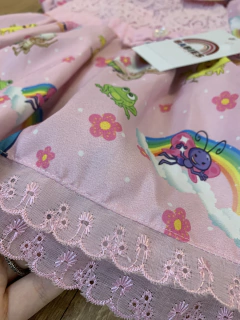 Vestido rosa com rendinha - galinha pintadinha - loja online