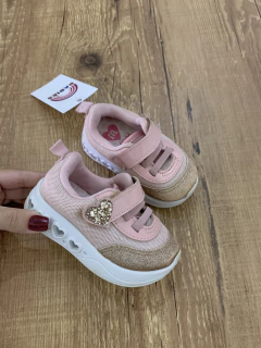 Tenis rosa telinha com glitter - velcro e cadarço (Molekinha Bebê) - comprar online