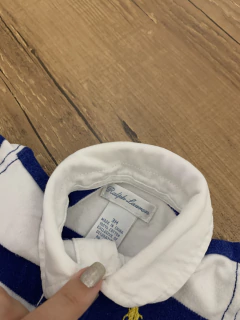Imagem do Macacão curto gola pólo manga longa azul e branco (Ralph Lauren)
