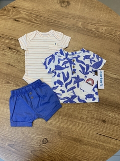 Kit 3 peças azul e laranja - body, camiseta e calça (Carter´s) - comprar online