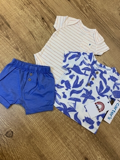 Kit 3 peças azul e laranja - body, camiseta e calça (Carter´s) na internet