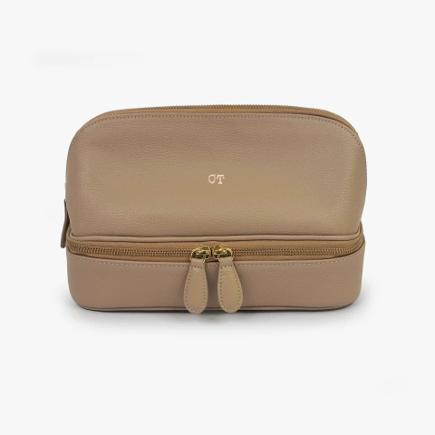 Necessaire Bordeaux - Taupe/Dourado - comprar online