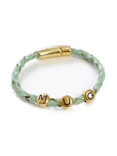 Pulseira de Couro Trançado Mug - Verde Esmeralda