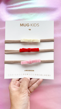 Trio Baby Veludo - OFF/Vermelho/Chiclete - Mug Kids