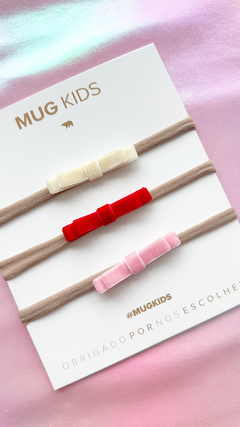 Trio Baby Veludo - OFF/Vermelho/Chiclete - comprar online