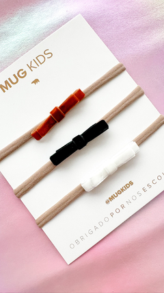 Trio Baby Veludo - Caramelo/Preto/Branco - comprar online