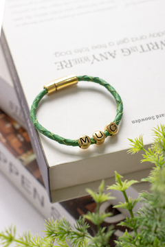 Pulseira de Couro Trançado Mug - Verde Floresta