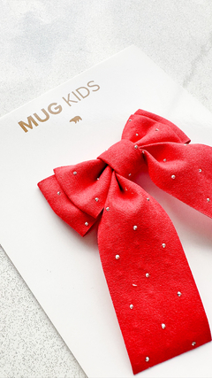 Laço Milão - Pedraria/Vermelho Morango - Mug Kids