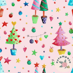 NAVIDAD ALEGRE ROSA por metro