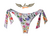 Calcinha de Biquíni Tanga Asa Delta de Amarrar com Empina Bumbum - Floral Bem-Me-Quer