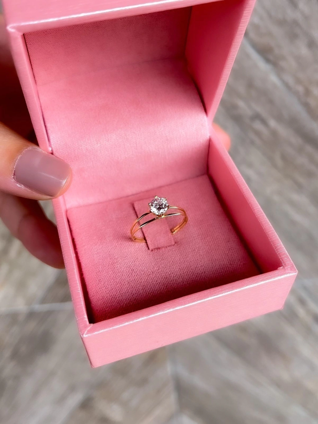 Anel solitário duplo ouro 18k