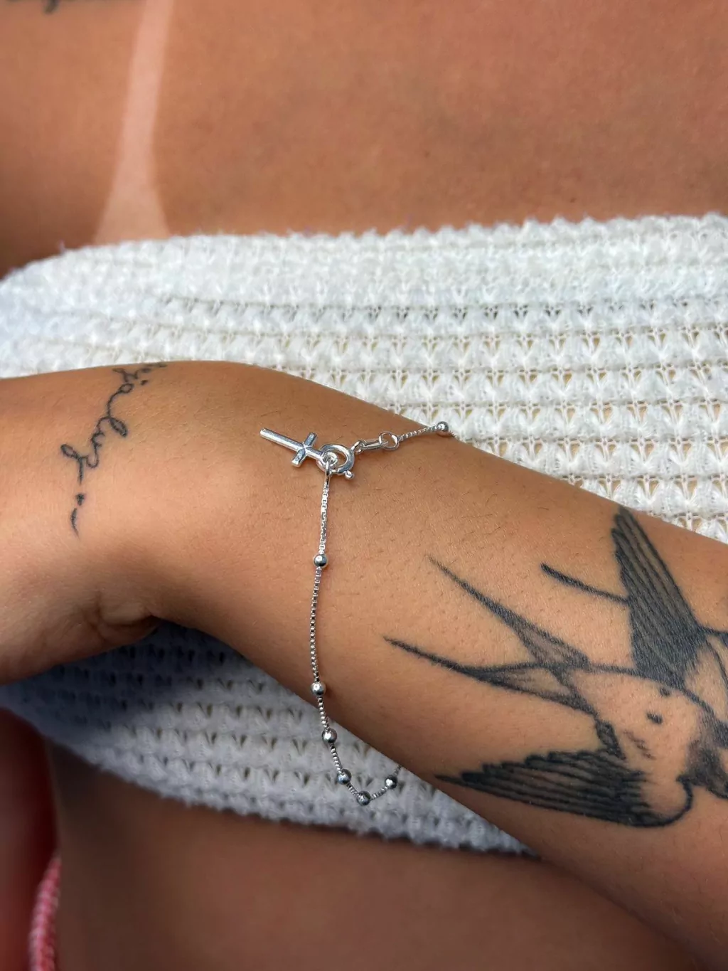 Pulseira terço prata 925