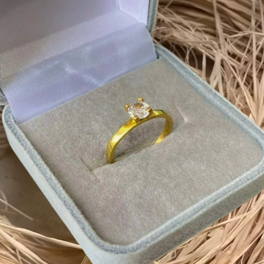 Anel solitário de moeda antiga