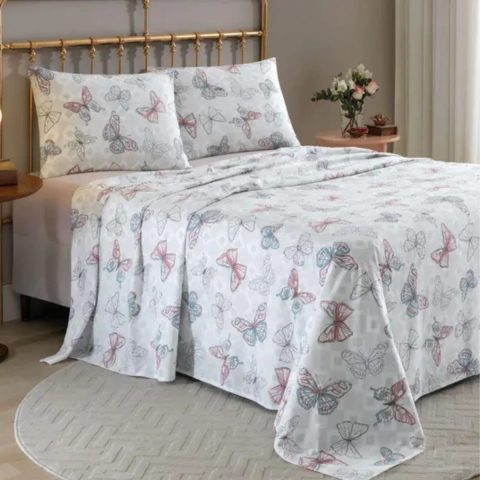 Jogo de Cama Solteiro 3 peças Döhler 150 fios Prisma estampa Lea 02 100%Algodão