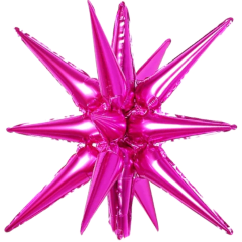 GLOBO METALIZADO ESTRELLA 4D 14 PUNTAS FUCSIA